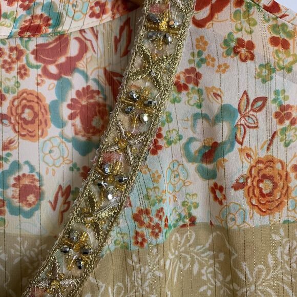 Vintage Pierre Cardin Top Women's Size 2x Sequined Retroglam Beaded Gold Sheer - Picture 3 of 7